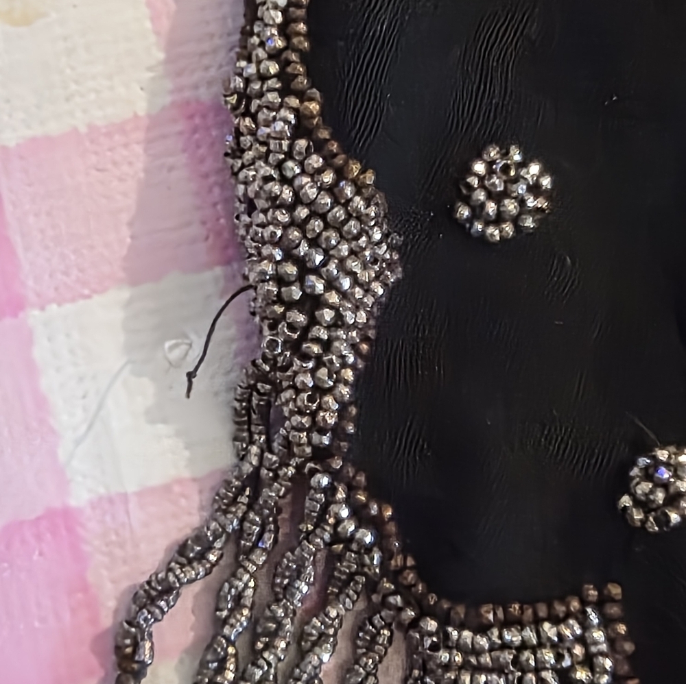 Vintage Beaded Drawstring Reticule, Handbag, Handmade - Picture 10 of 14